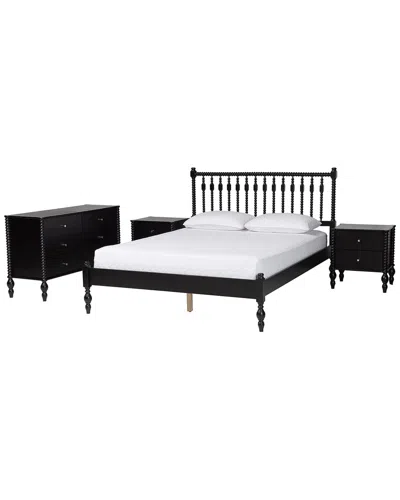 Baxton Studio Callison Spindle 4pc Bedroom Set In Black