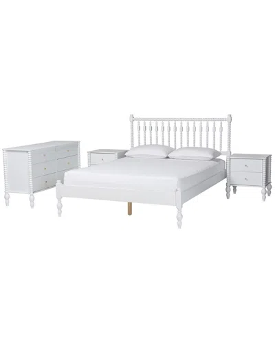 Baxton Studio Callison Spindle 4pc Bedroom Set In White