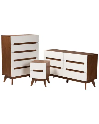 Baxton Studio Calypso Two-tone 3pc Storage Set In White