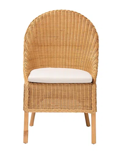 Baxton Studio Camelia Bohemian Rattan Dining Chair In Brown