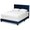 Baxton Studio Caprice Navy Blue Queen Size Panel Bed In White