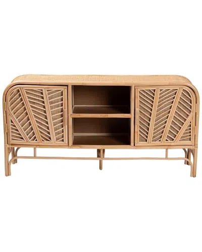 Baxton Studio Carabella Bohemian Rattan 2-door Storage Cabinet In Brown