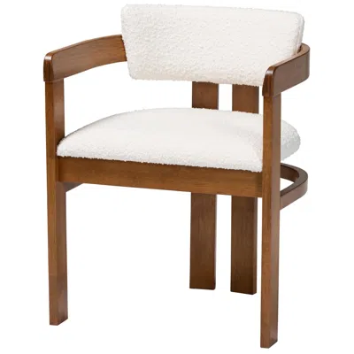 Baxton Studio Carice Modern Cream Boucle Dining Chair In Brown
