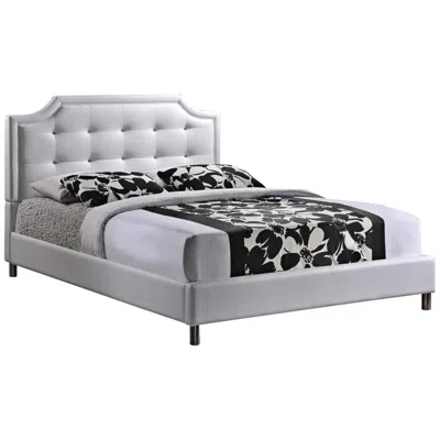 Baxton Studio Carlotta Scalloped White Faux Leather Full Platform Bed