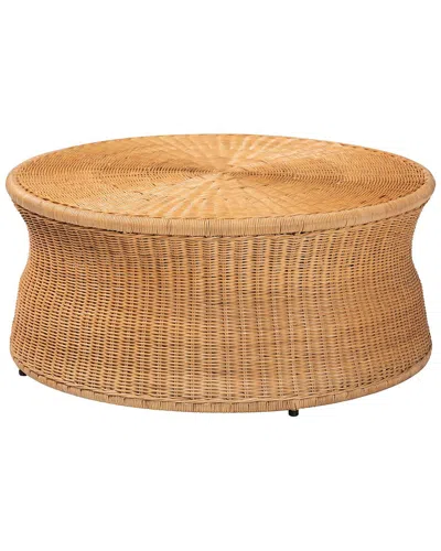Baxton Studio Caroline Round Rattan Coffee Table In Brown
