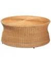 Baxton Studio Caroline Round Rattan Coffee Table In Brown