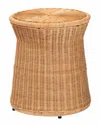 Baxton Studio Caroline Round Rattan End Table In Brown