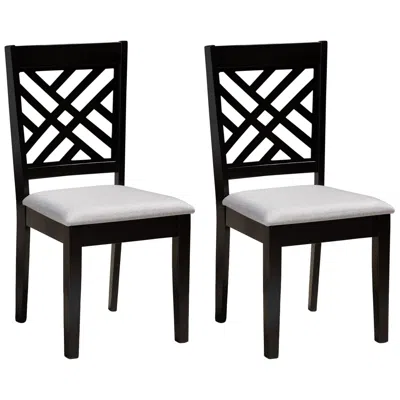Baxton Studio Caron Grey Fabric Upholstered Wood 2-piece Dining Chair Set In Black