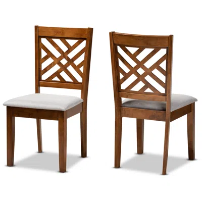 Baxton Studio Caron Walnut Brown Wood Dining Chairs Set Of 2