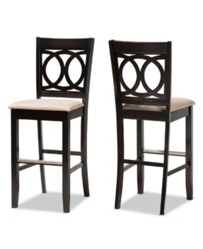 Baxton Studio Carson Modern And Contemporary Fabric Upholstered 2 Piece Bar Stool Set In Sand