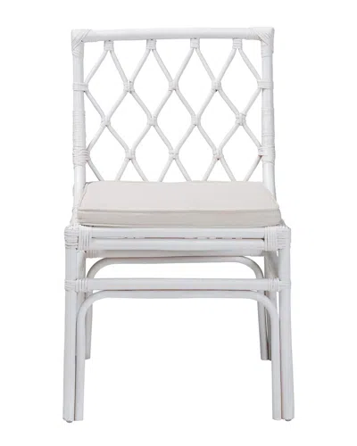 Baxton Studio Carwyn Bohemian Rattan Dining Chair In White