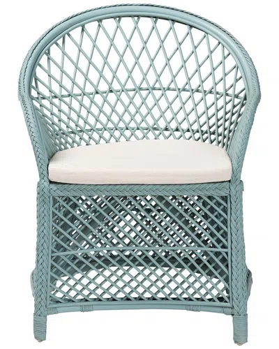 Baxton Studio Casilda Bohemian Braided Rattan Arm Chair In Blue
