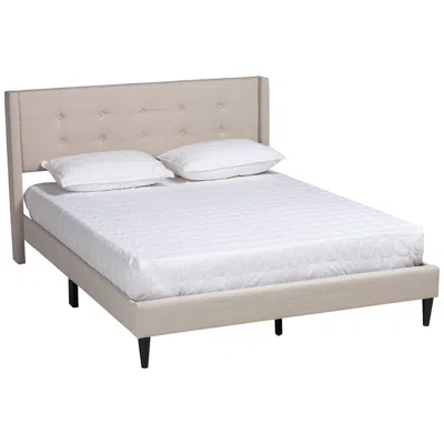 Baxton Studio Casol Beige Tufted Fabric Queen Platform Bed