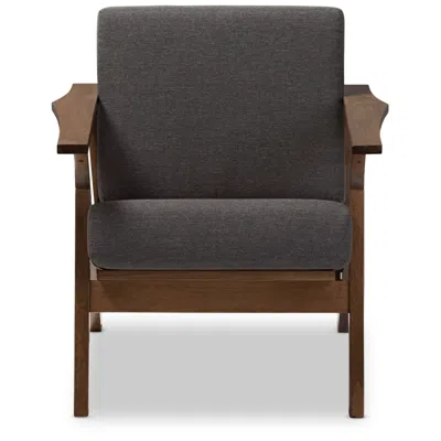 Baxton Studio Cayla Gray Fabric And Walnut Wood Lounge Chair