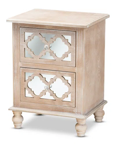 Baxton Studio Celia 2-drawer Quatrefoil Nightstand