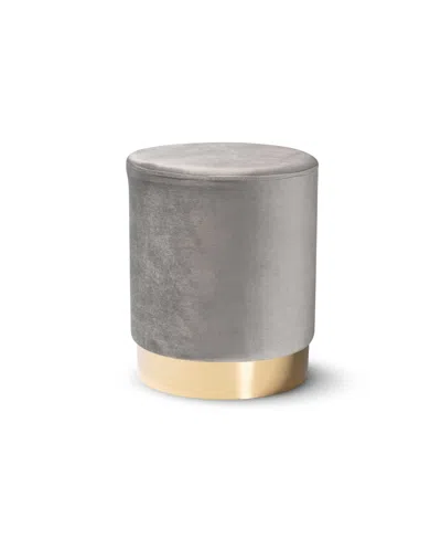 Baxton Studio Chaela Contemporary Glam And Luxe Velvet Fabric Upholstered And Finished Metal Ottoman In Gray,gold