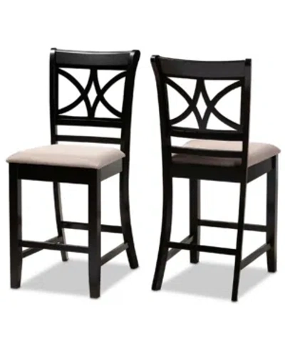 Baxton Studio Chandler Modern And Contemporary Fabric Upholstered 2 Piece Counter Height Pub Chair Set In Sand