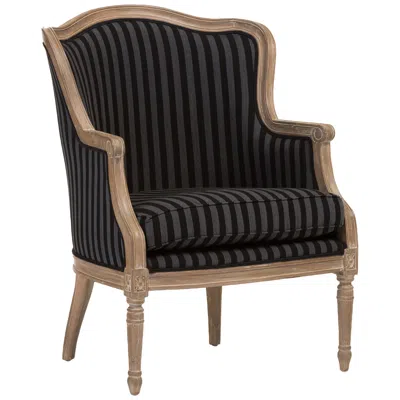 Baxton Studio Charlemagne Black And Gray Striped Traditional Accent Chair