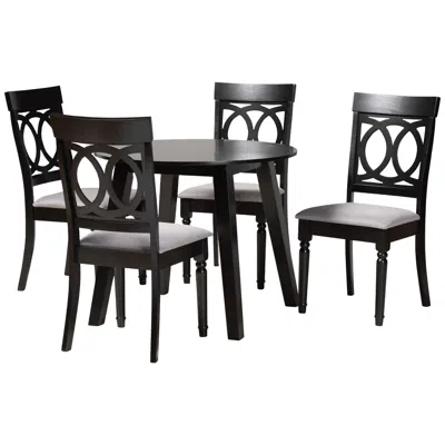 Baxton Studio Charlottle Gray Fabric 5-piece Dining Set In Black