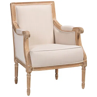 Baxton Studio Chavanon Light Beige Linen Fabric Accent Chair