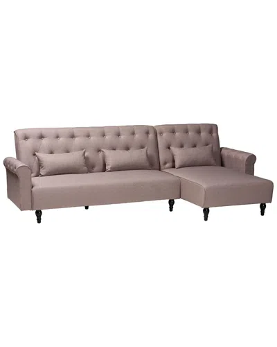 Baxton Studio Chesterfield Retro-modern Fabric Upholstered Convertible Sleeper  Sofa In Gray