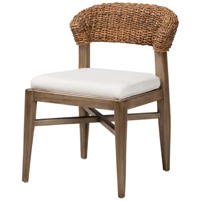 Baxton Studio Chloe Walnut Brown Wood Rattan Dining Chair