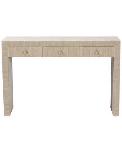 Baxton Studio Cielo Bohemian Woven Grasscloth 3-drawer Console Table In Brown