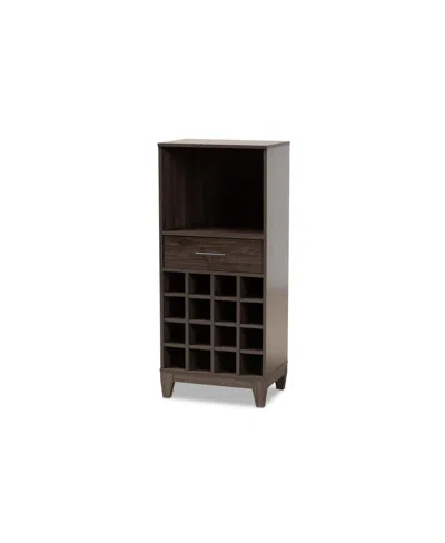 Baxton Studio Closeout!  Trenton Modern And Contemporary 45.25" Finished Wood 1-drawer Wine Storage C In Dark Brown