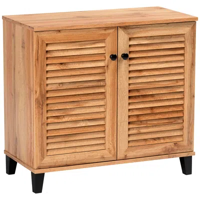 Baxton Studio Coolidge 29 1/2" Wide Oak Brown 2-door Shoe Storage Cabinet