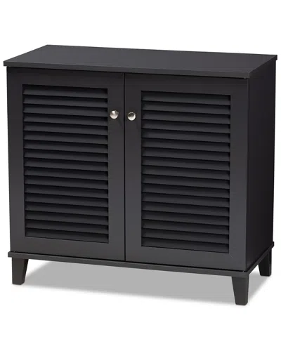Baxton Studio Coolidge 4-shelf Shoe Storage Cabinet In Black