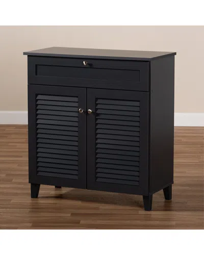 Baxton Studio Coolidge 4-shelf Shoe Storage Cabinet In Black