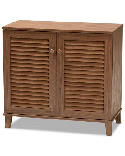 Baxton Studio Coolidge 4-shelf Shoe Storage Cabinet In Brown