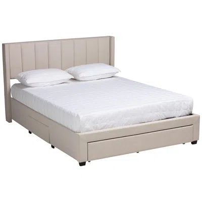Baxton Studio Coronado Beige Tufted Fabric 3-drawer Full Platform Bed In Gray
