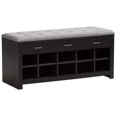 Baxton Studio Corso 42"w Gray Tufted Fabric Entryway Bench