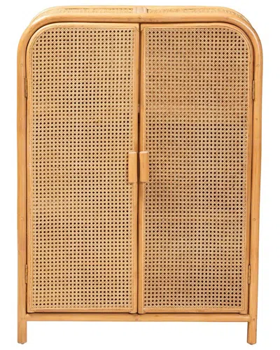 Baxton Studio Curacao Modern Bohemian Rattan 2-door Storage Cabinet In Neutral