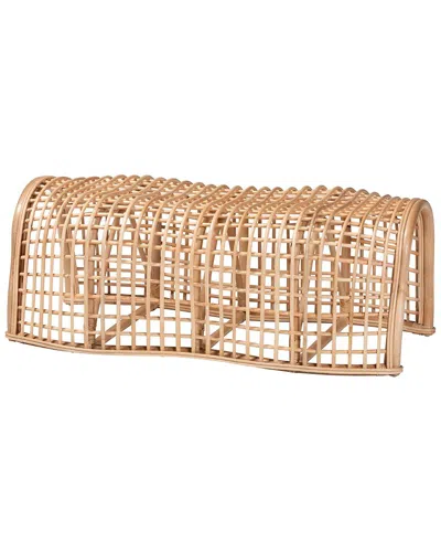 Baxton Studio Daiki Natural Rattan Bench With Curved Frame In Brown