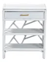 Baxton Studio Daina Rattan Nightstand With Drawer & Open Shelves In White