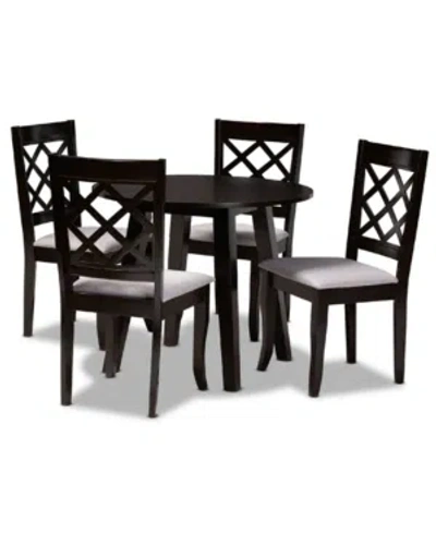 Baxton Studio Daisy Modern And Contemporary Fabric Upholstered 5 Piece Dining Set In Black