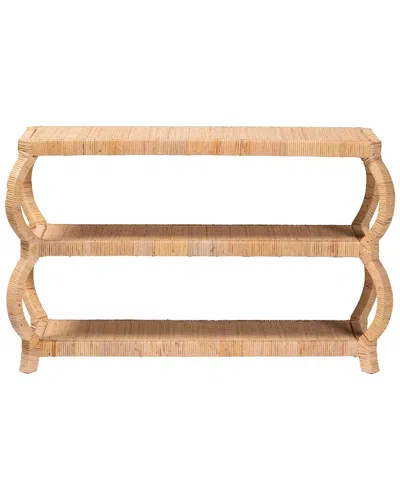 BAXTON STUDIO BAXTON STUDIO DALIDA BOHEMIAN RATTAN 3-TIER CONSOLE TABLE