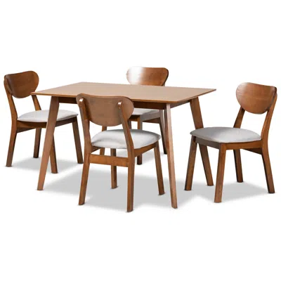 Baxton Studio Damara Gray Fabric 5-piece Dining Set