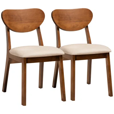 Baxton Studio Damara Sand Fabric Dining Chairs Set Of 2 In Brown
