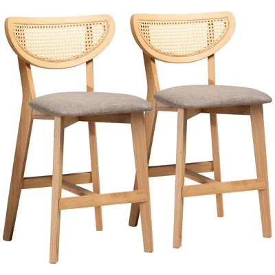 Baxton Studio Dannell 24" Natural Oak Wood Counter Stools Set Of 2 In Brown