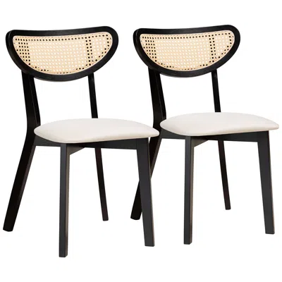 Baxton Studio Dannell Black Wood Dining Chairs Set Of 2 In Multi
