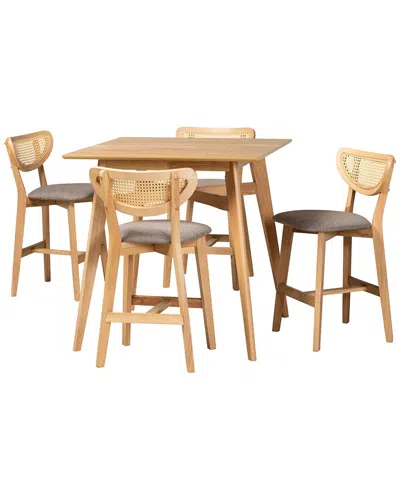Baxton Studio Dannell Mid-century Modern 5pc Pub Set In Brown