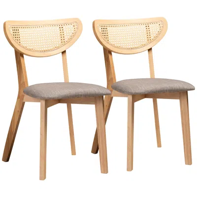 Baxton Studio Dannell Natural Oak Dining Chairs Set Of 2 In Multi