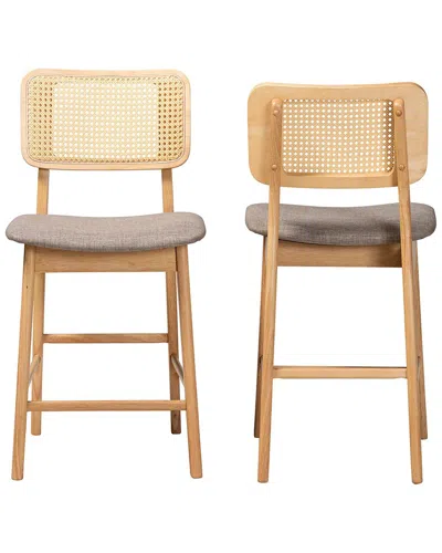 Baxton Studio Dannon Mid-century Modern 2pc Counter Stool Set In Neutral