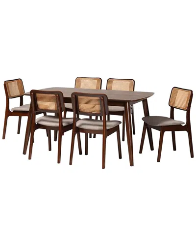 Baxton Studio Dannon Mid-century Modern 7pc Dining Set In Brown