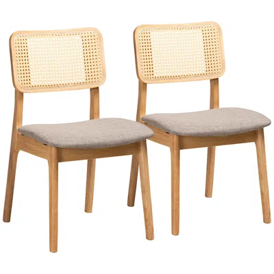 Baxton Studio Dannon Natural Oak Wood Dining Chairs Set Of 2 In Brown