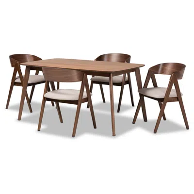 Baxton Studio Danton Beige Faux Leather 5-piece Dining Set In Brown