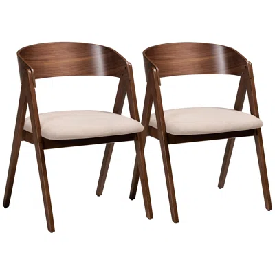 Baxton Studio Danton Beige Faux Leather Dining Chairs Set Of 2 In Brown